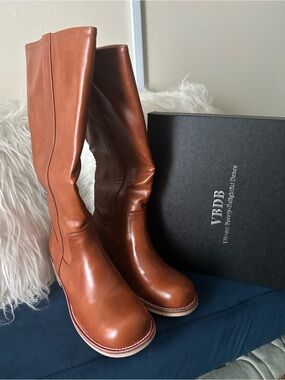 Tall Leather Riding Boots in Saddle Brown- Size 9- Brand new